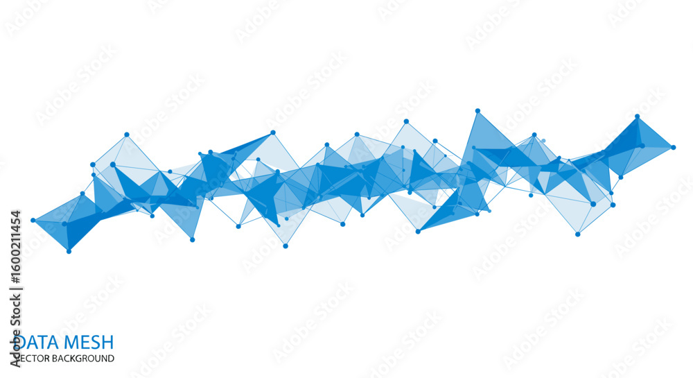 Aufkleber abstract geometric mesh of connected transparent blue triangles in mod