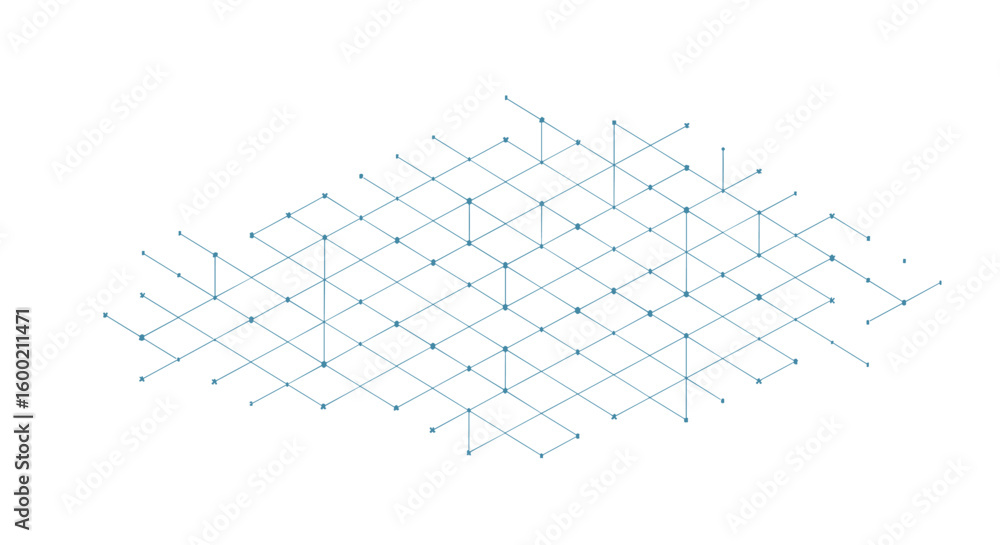 Poster abstract geometric grid with interconnected nodes in simple minimalist