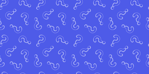 Colorful abstract seamless pattern with question mark sketch drawings. Customer service, presentation, communication concept