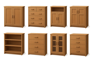 Collection of wooden cabinets and dressers with elegant design