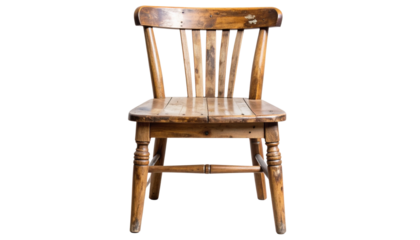  Rustic Farmhouse Wooden Chair with Distressed Finish  Isolated on Transparent Background PNG