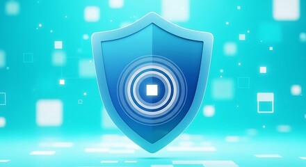 Obraz premium Digital security concept represented by blue shield symbol against abstract background