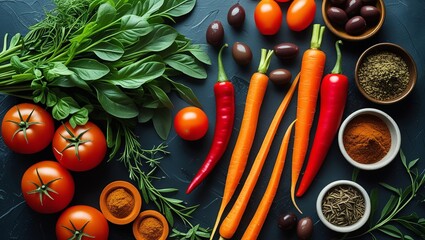 A vibrant, healthy salad with fresh red tomatoes, green cucumber, and colorful bell pepper ingredients