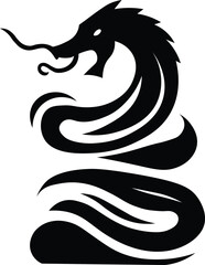 Dragon Silhouette Illustration Hand Drawn Fantasy Clipart for Tattoo, Mythical Art, and Game Design