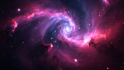 Swirling cosmic nebula with bright stars and vibrant pink clouds space galaxy