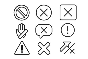 Collection of warning and prohibition symbols with clear designs for easy understanding in various contexts
