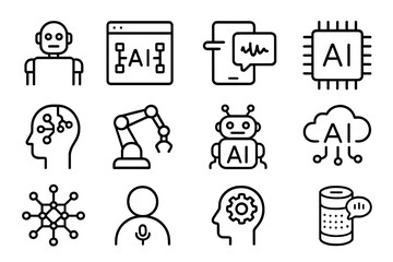 Explore various AI concepts including robotics, machine learning, and data processing in a modern digital environment