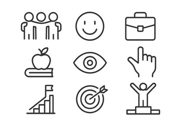 Visual representation of teamwork, success, and personal development concepts in a modern style