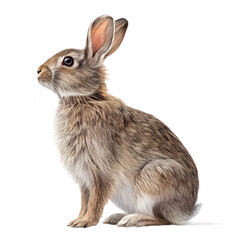 Fototapeta premium Adorable Gray Brown Rabbit Isolated on Transparent Background PNG