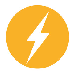A shiny yellow arrow and lightning bolt vector icon on a white background, symbolizing speed and direction for web and business use