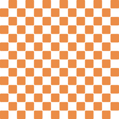 オレンジ色　市松模様のチェック柄パターン