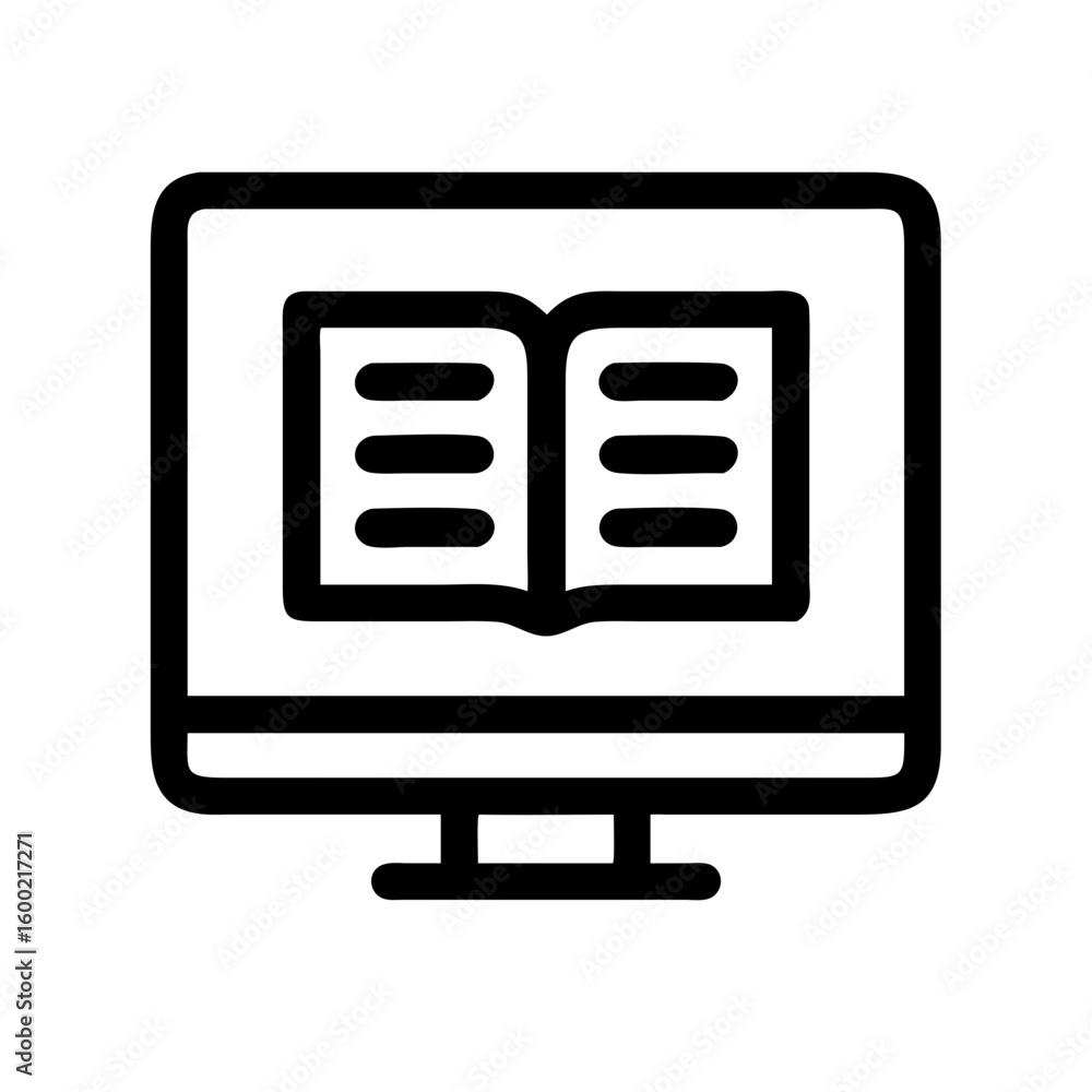 Aufkleber online learning education concept with book on computer screen for digital knowledge access now