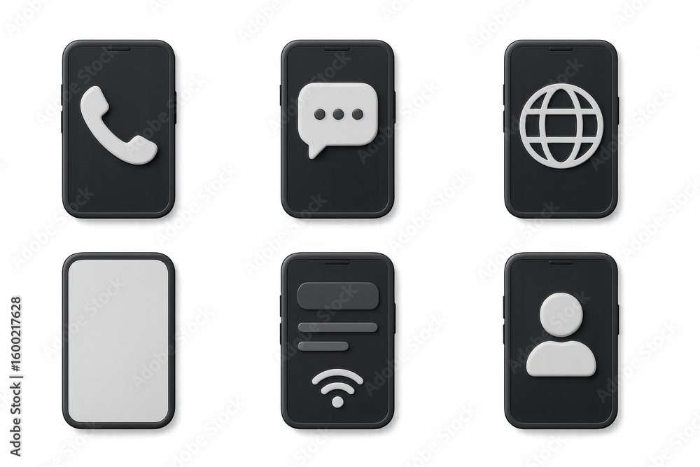 Poster modern 3d icons for mobile interfaces: communication and connectivity essentials