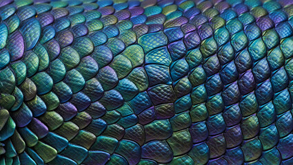 Obraz premium Iridescent reptile scales close up texture background