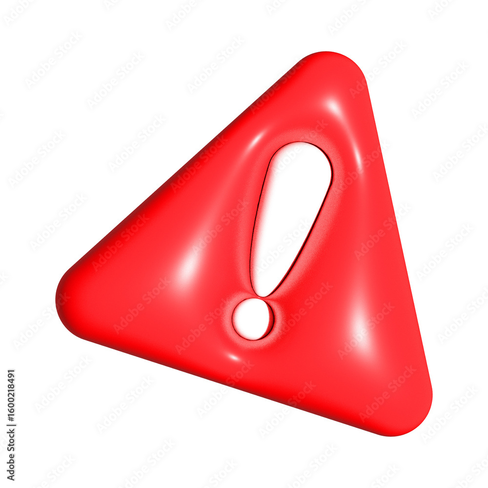 Poster 3d red warning icon with exclamation mark in triangle shape