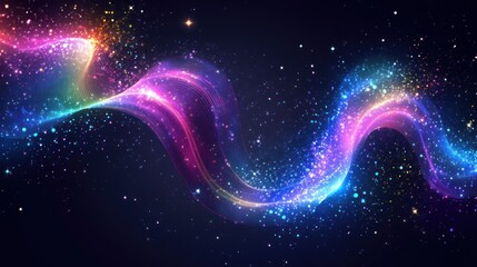 Obraz premium Abstract glowing wavy lines with sparkling particles