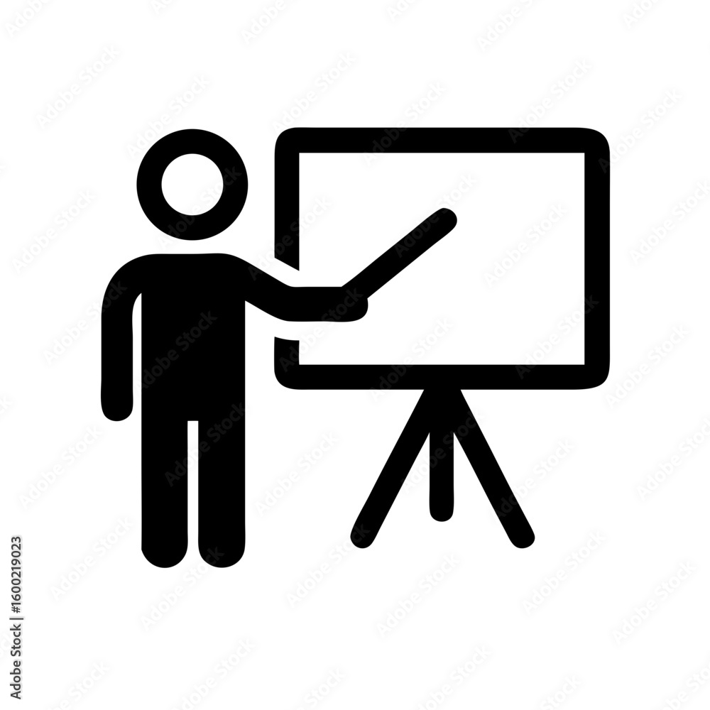 Aufkleber presentation training icon vector illustration showing a person teaching with a whiteboard display b