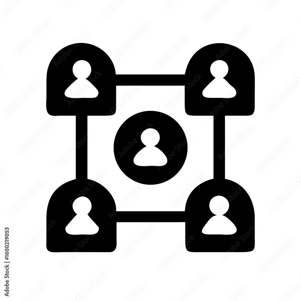 Poster network connection social media icon representing team collaboration and communication structure des
