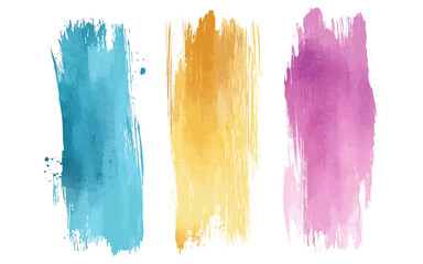 Expressive watercolor brushstrokes in shades of purple, yellow, and blue add artistic flair and a soft, organic touch to any design