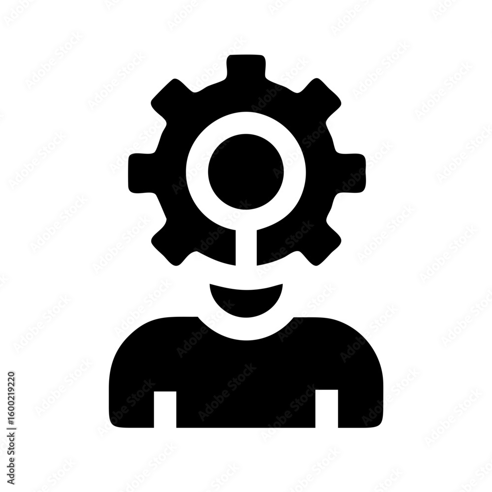 Poster gear head icon vector illustration representing automation artificial intelligence and machine learn