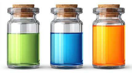 Three distinct lab test samples depict different collection methods, the variety of substances required for accurate medical testing in a clinical environment. 3d illustration.