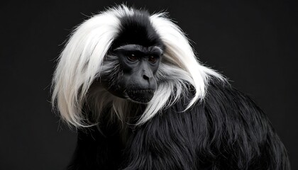 Fototapeta premium Close-up of a monkey with striking white fur