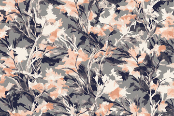 A camouflage pattern made of thick branches and twigs, designed for an outdoor adventure setting. Real tree forest camouflage seamless pattern design pattern for hunting and military uniform. 