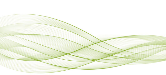 Green wavy lines on a white background. Vector illustration. Sketch for creativity.