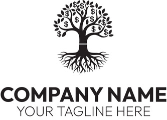 Obraz premium Money Tree Logo Concept for Financial Companies, Investment Firms and Wealth Management Businesses, Illustration of an Abstract Money Tree