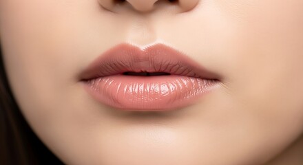 Obraz premium Sensual female mouth with perfectly shaped full lips. Concept of beauty, aesthetics, and dermatology.