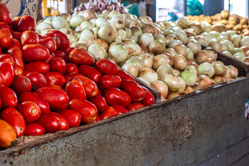Fresh fruits and vegetables in Vero-o-Peso at Belem do Para, Brazil, the famous Public Market in...