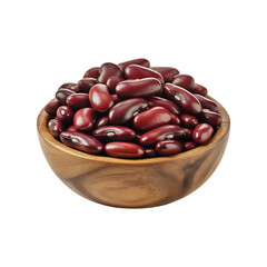 Red kidney beans in wooden bowl isolated on black background nutritional food ingredient for healthy balanced diet