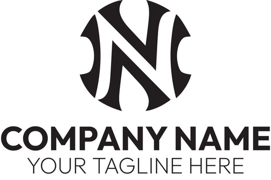 Elegant Letter N Logo Design in a Circular Motif, Minimalist Company Logo Concept with N Initial and Customizable Text Area