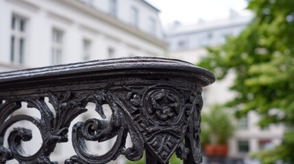Ornate black metal railing detail