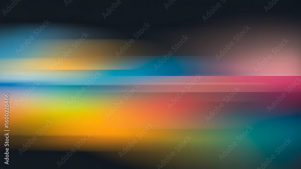 Poster vibrant abstract background with horizontal light streaks and a colorful gradient of blues yellows a