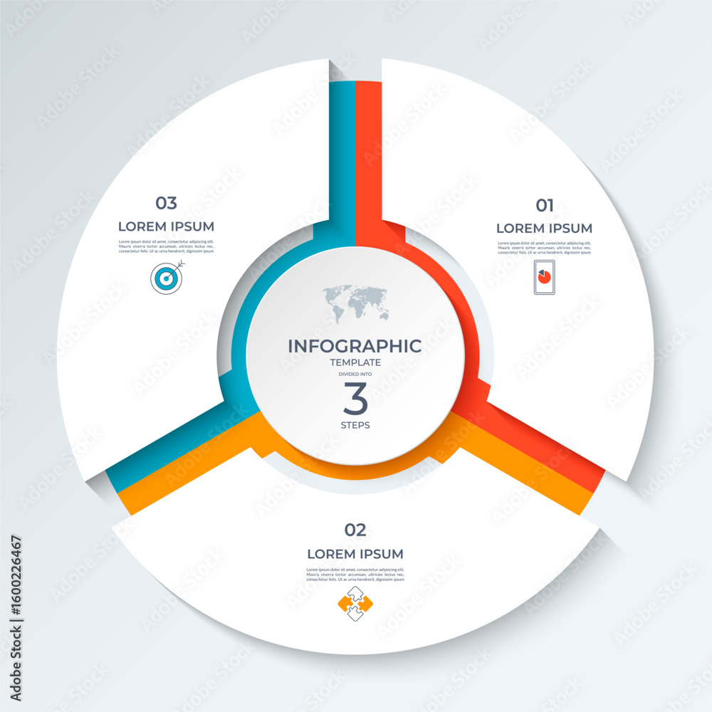 Canvas Prints infographic circle divided into 3 steps. vector cycle diagram with 3 parts, options. round chart tha