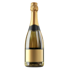 Luxurious golden champagne bottle celebration drink, ready for new year occasion on transparent background