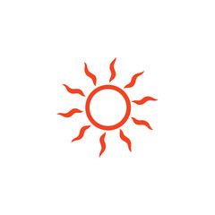 Vivid Orange Sun Icon Radiating Warmth and Energy on a Clean White Background