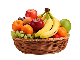 fruit basket isolated on a transparent background