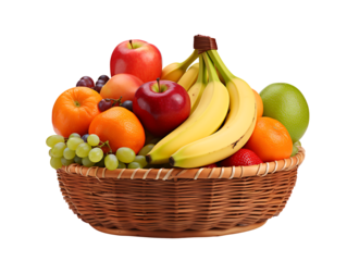 fruit basket isolated on a transparent background