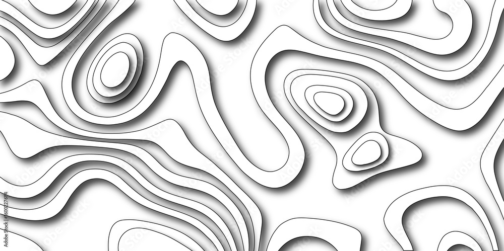 Poster abstract topographic contours map background . vector geographic contour map. abstract wave paper cu