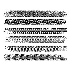 Tire tracks with grunge texture vector set
