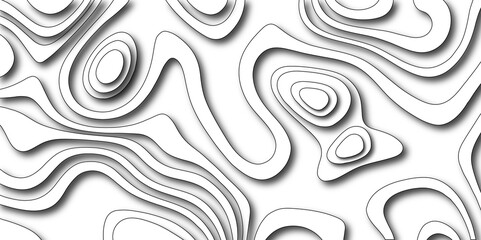 Abstract  Topographic contours map background . Vector geographic contour map. Abstract wave paper curved reliefs background. Black dark topography contour map texture wallpaper.