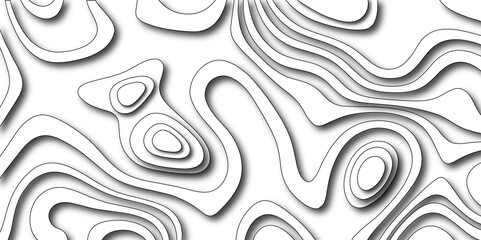 Abstract  Topographic contours map background . Vector geographic contour map. Abstract wave paper curved reliefs background. Black dark topography contour map texture wallpaper.