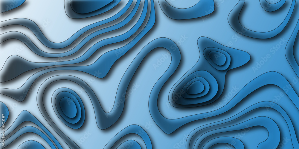 Poster abstract topographic contours map background . vector geographic contour map. abstract wave paper cu