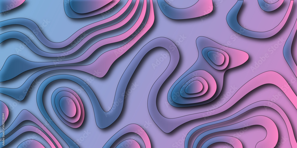 Poster abstract topographic contours map background . vector geographic contour map. abstract wave paper cu