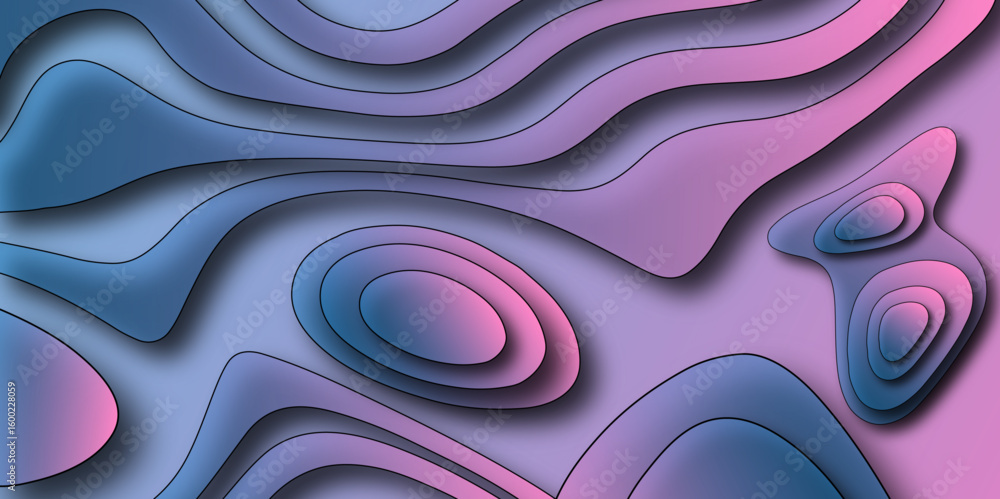 Poster abstract topographic contours map background . vector geographic contour map. abstract wave paper cu