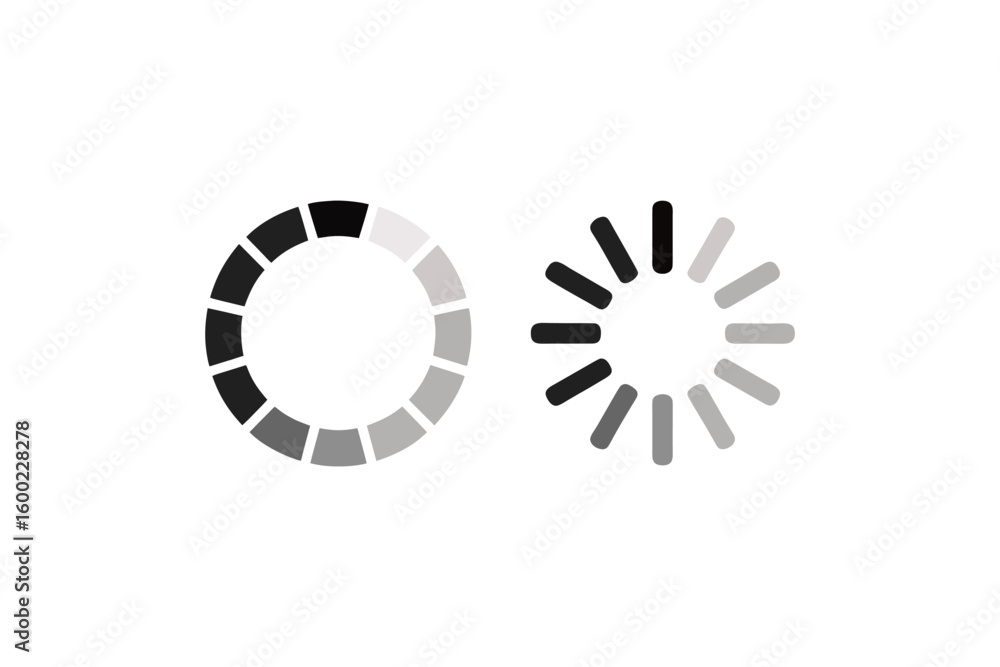 Poster circular progress indicators showing completion in shades of gray ranging from black to light gray