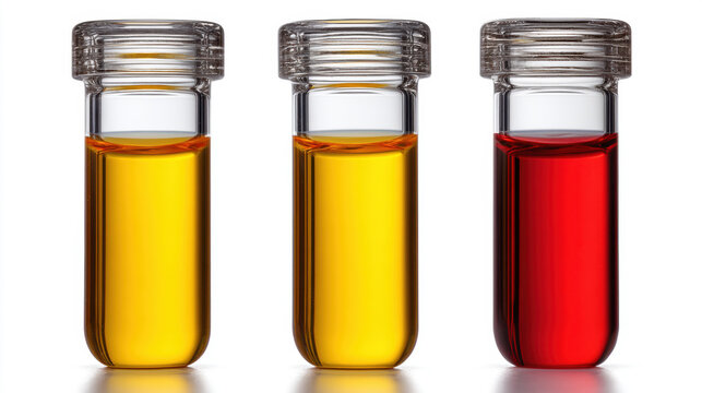 Distinct lab test samples depict different collection methods, Color-coded tubes and containers showcase the variety of substances required for accurate medical testing in a clinical environment. 