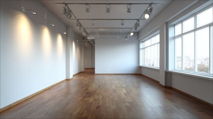 Obraz premium Empty modern room with hardwood floor
